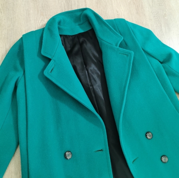 Foxland 100% wool vintage green peacoat jacket - Picture 2 of 6